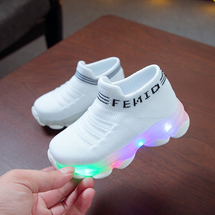 LED Light Children Shoes Flying Woven Luminous Sports Children Shoes, Size: 22