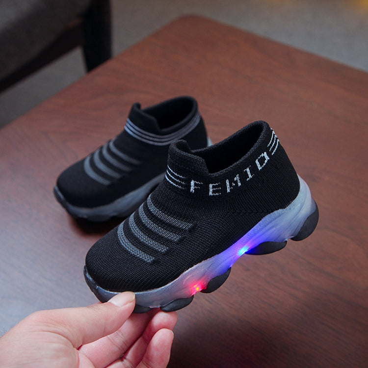 LED Light Children Shoes Flying Woven Luminous Sports Children Shoes, Size: 22