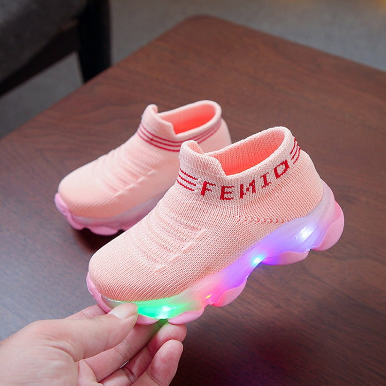 LED Light Children Shoes Flying Woven Luminous Sports Children Shoes, Size: 22