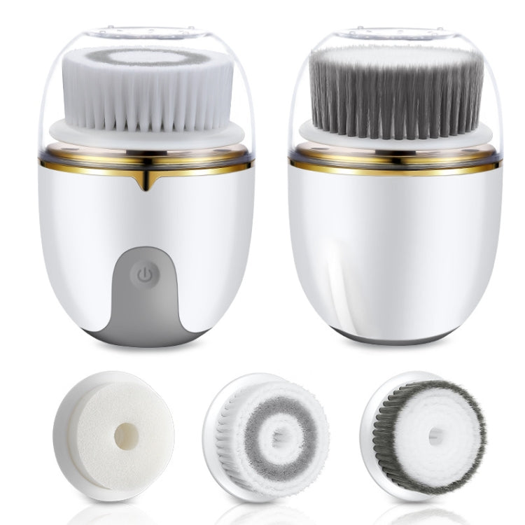 Electric Waterproof Cleansing Instrument Multi-Function Charging Beauty Instrument(Cold Metal White)