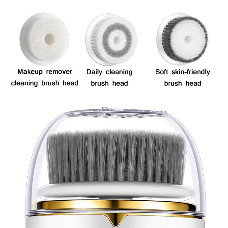 Electric Waterproof Cleansing Instrument Multi-Function Charging Beauty Instrument(Cold Metal White)