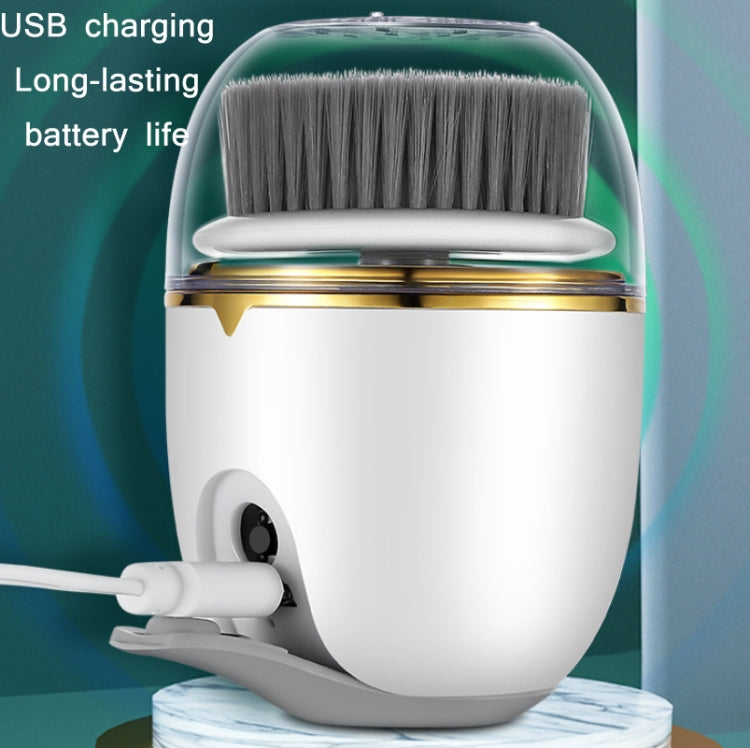Electric Waterproof Cleansing Instrument Multi-Function Charging Beauty Instrument(Cold Metal White)