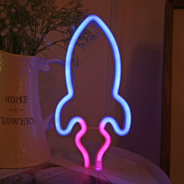 LED Personalized Neon Decorative Light Modeling Light USB Battery Box Dual Purpose, Spec: Rocket