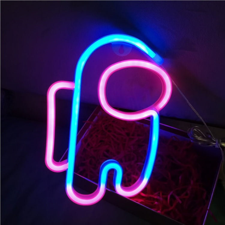 LED Spaceman Neon Modeling Light Room Decoration Lights(Pink+Blue)