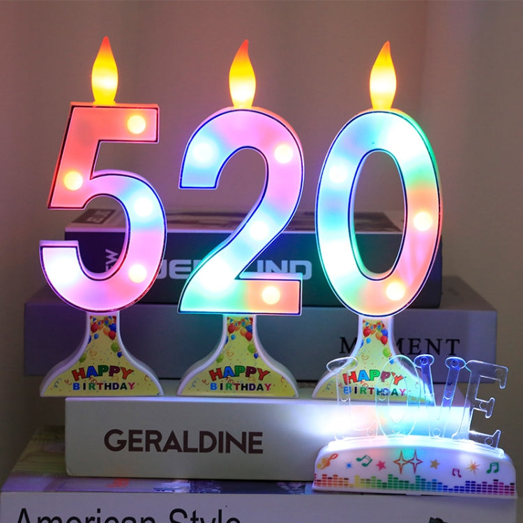 2 PCS Colorful Light Number Modeling Light Luminous Birthday Candle Light Confession Decoration Light