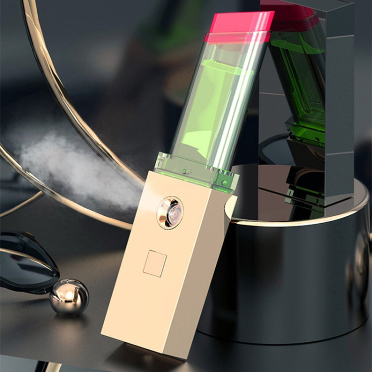BS-01 Lipstick Shape Electroplating Moisturizing Instrument USB Portable Handheld Nano Spray Humidifier(Gold)