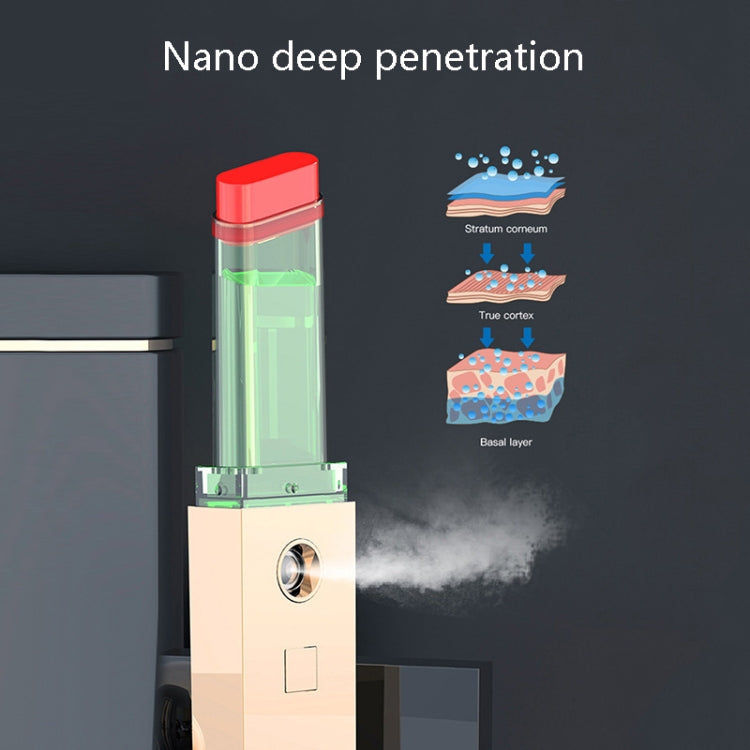 BS-01 Lipstick Shape Electroplating Moisturizing Instrument USB Portable Handheld Nano Spray Humidifier(Gold)