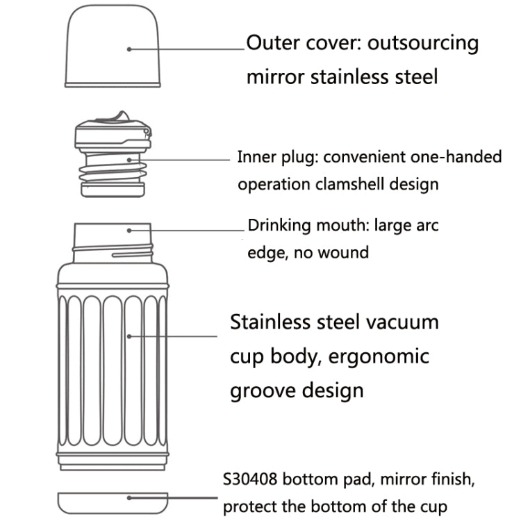 Retro Stainless Steel Vacuum Flask Large Capacity Portable Water Cup, Capacity: 350ml