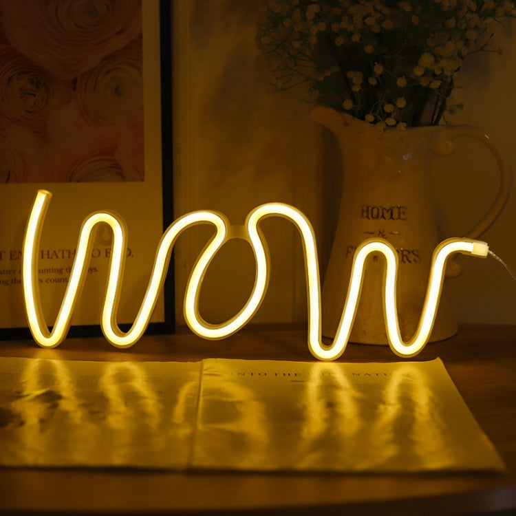 WOW Shape LED Neon Light Wall Hanging Bar Atmosphere Lights