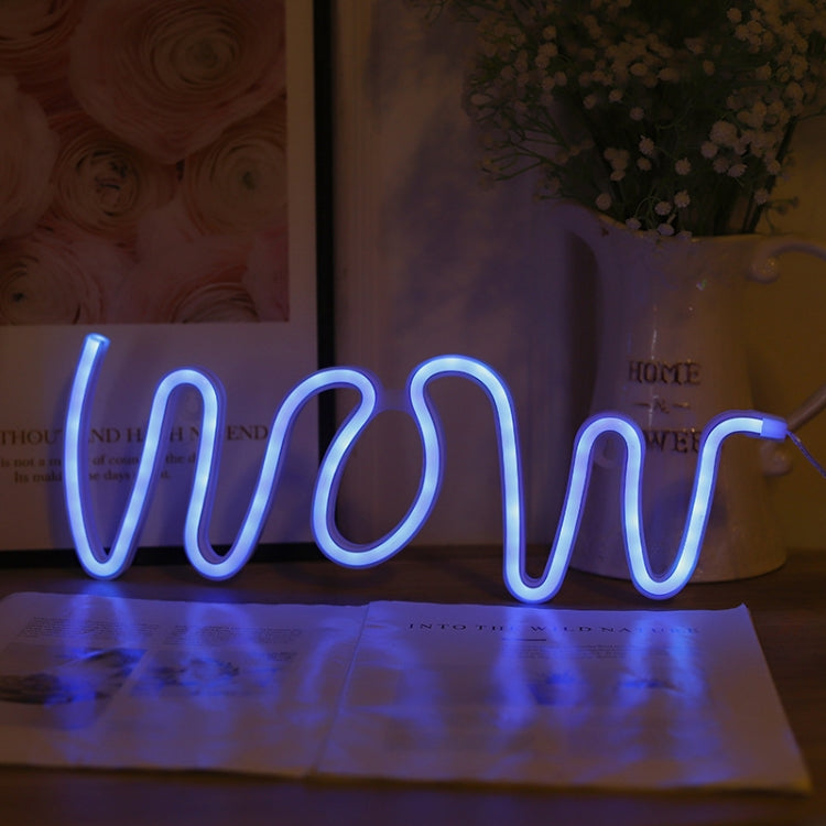 WOW Shape LED Neon Light Wall Hanging Bar Atmosphere Lights