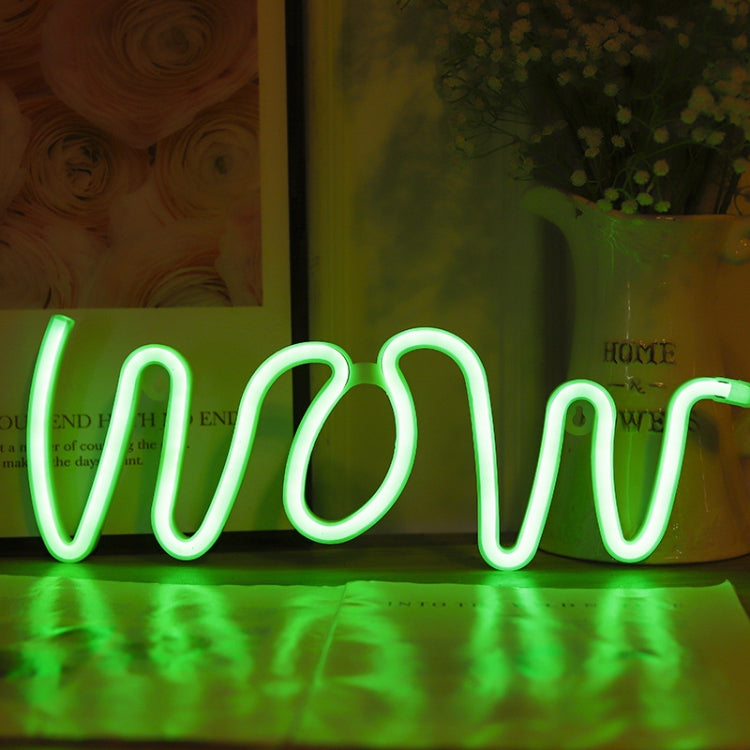 WOW Shape LED Neon Light Wall Hanging Bar Atmosphere Lights