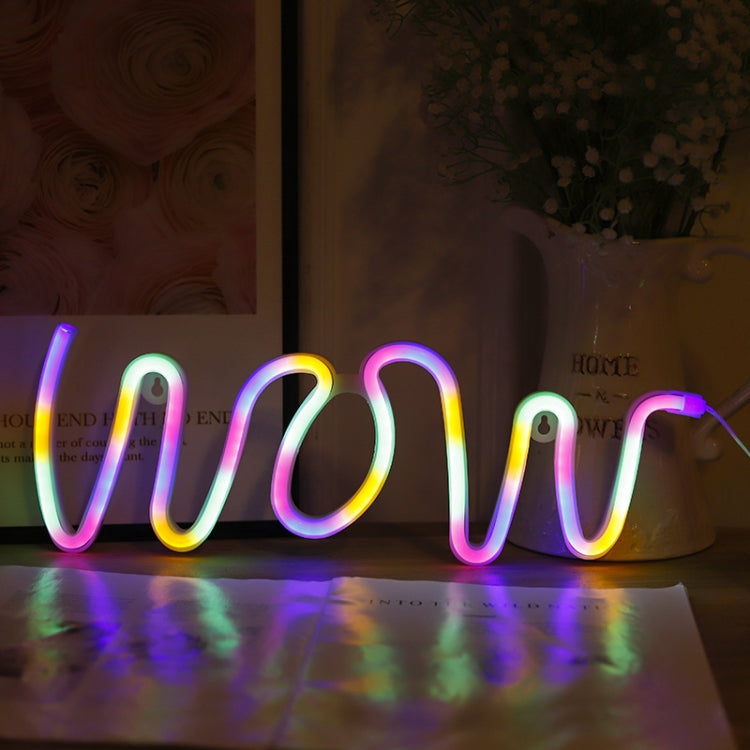 WOW Shape LED Neon Light Wall Hanging Bar Atmosphere Lights