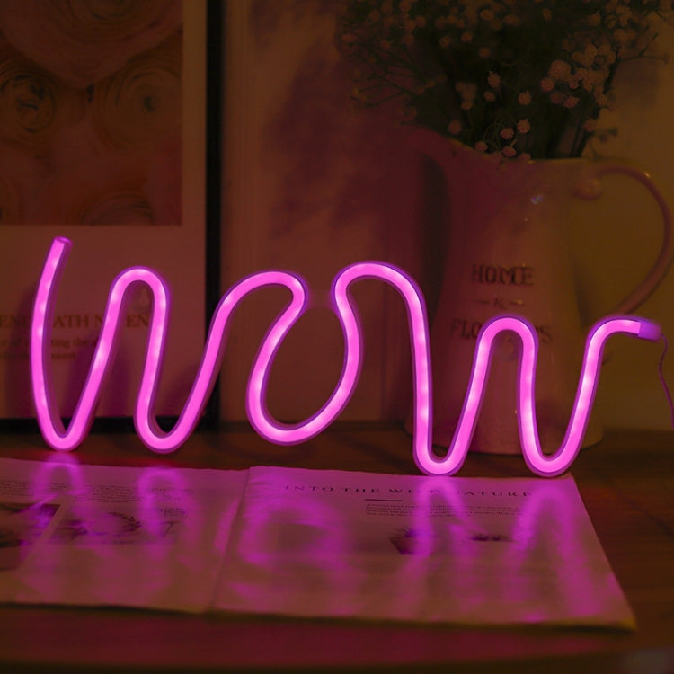 WOW Shape LED Neon Light Wall Hanging Bar Atmosphere Lights