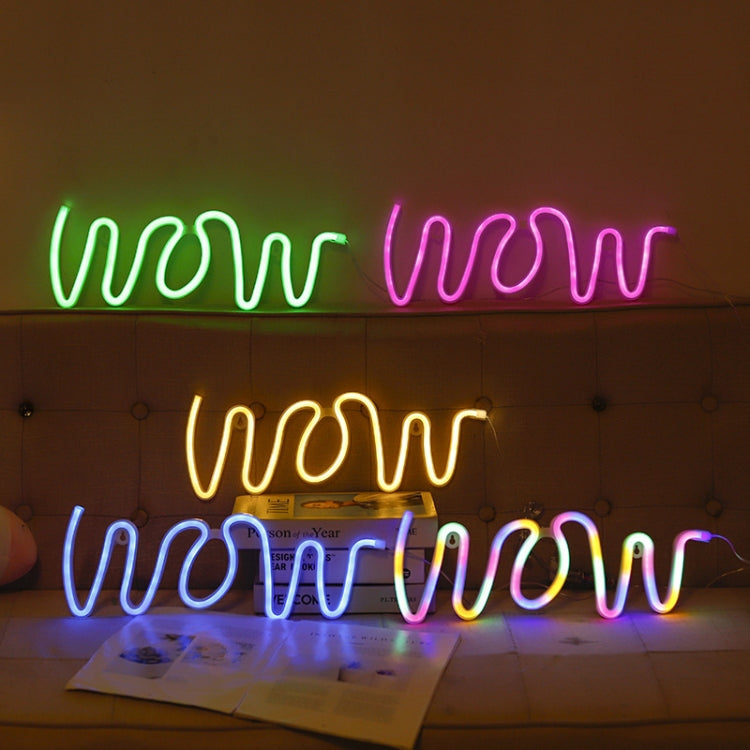 WOW Shape LED Neon Light Wall Hanging Bar Atmosphere Lights