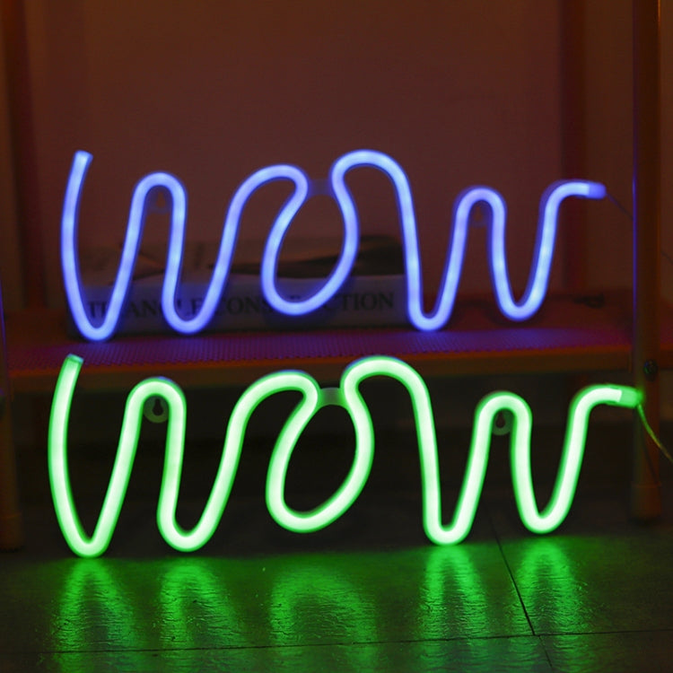 WOW Shape LED Neon Light Wall Hanging Bar Atmosphere Lights