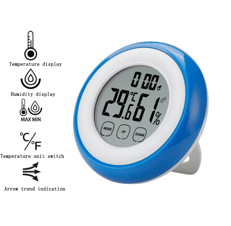 Multifunctional Touch Screen Thermometer And Hygrometer with Backlight & Alarm Clock(TS-S67-BU Blue)