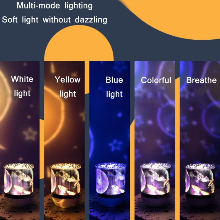 Children Bedroom Bedside Dynamic Night Light LED Colorful Dream Animation Projection Lamp, Style: Music Box(White)