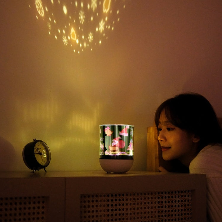 Children Bedroom Bedside Dynamic Night Light LED Colorful Dream Animation Projection Lamp, Style: Music Box(White)