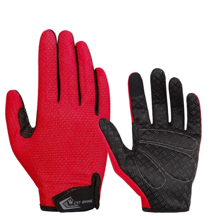 WEST BIKING YP0211223 Full-Finger Gloves For Cycling Shock Absorption Non-Slip Touch Screen Gloves, Size: L