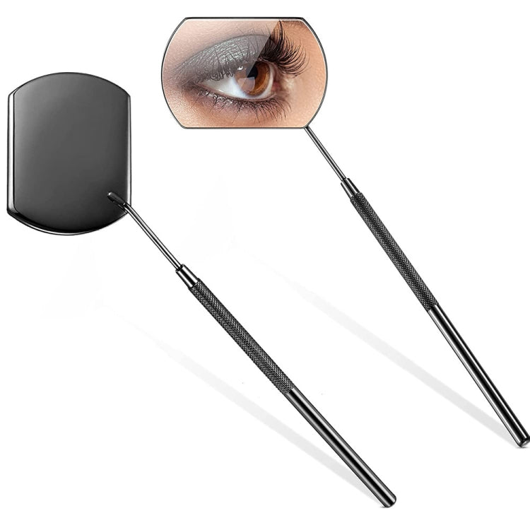 3 PCS Eyelash Extension Handheld Inspection Mirror Rectangular Lens Anti-Warping Root Anti-Fog Mirror Eyelash Mirror, Color Classification: Titanium Black