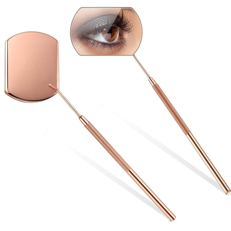 3 PCS Eyelash Extension Handheld Inspection Mirror Rectangular Lens Anti-Warping Root Anti-Fog Mirror Eyelash Mirror, Color Classification: Rose Gold