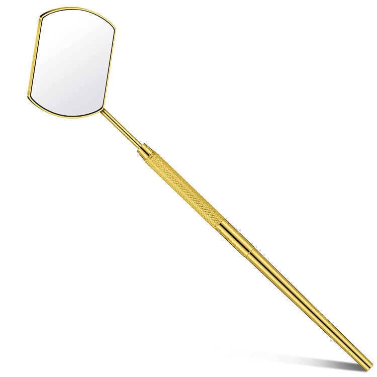 3 PCS Eyelash Extension Handheld Inspection Mirror Rectangular Lens Anti-Warping Root Anti-Fog Mirror Eyelash Mirror, Color Classification: Golden