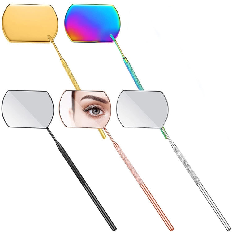 3 PCS Eyelash Extension Handheld Inspection Mirror Rectangular Lens Anti-Warping Root Anti-Fog Mirror Eyelash Mirror, Color Classification: Golden