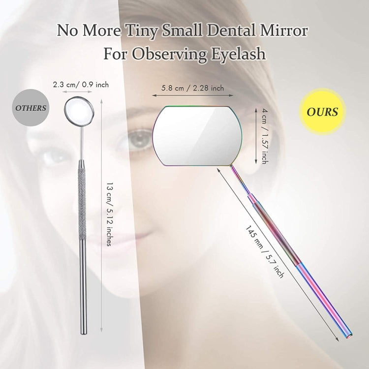 3 PCS Eyelash Extension Handheld Inspection Mirror Rectangular Lens Anti-Warping Root Anti-Fog Mirror Eyelash Mirror, Color Classification: Golden