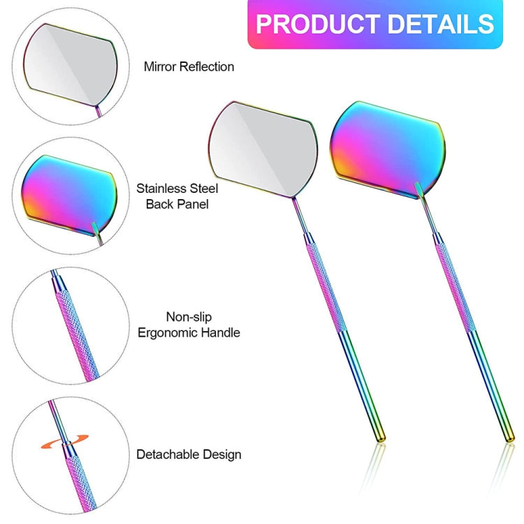 3 PCS Eyelash Extension Handheld Inspection Mirror Rectangular Lens Anti-Warping Root Anti-Fog Mirror Eyelash Mirror, Color Classification: Golden