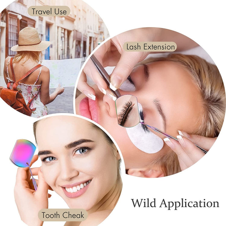 3 PCS Eyelash Extension Handheld Inspection Mirror Rectangular Lens Anti-Warping Root Anti-Fog Mirror Eyelash Mirror, Color Classification: Golden