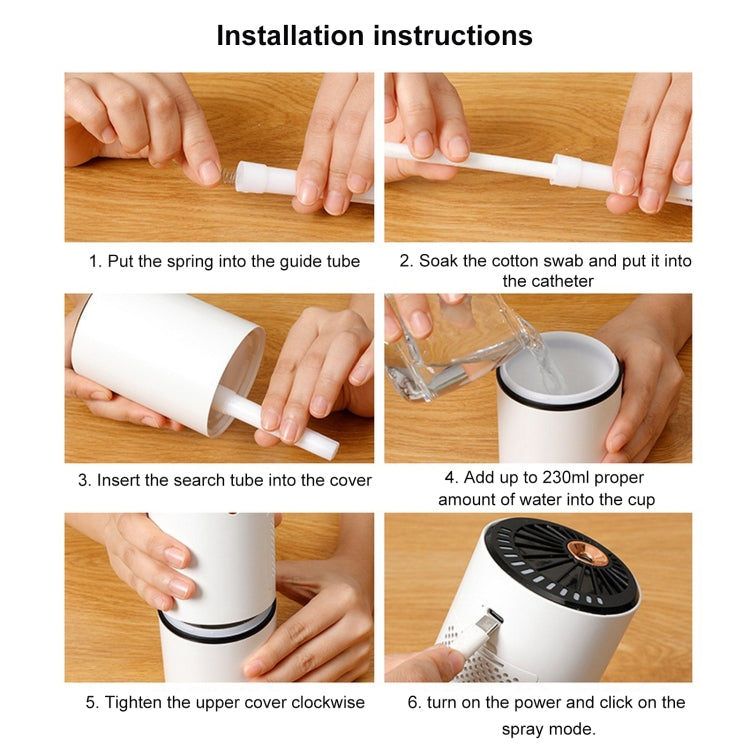 230ML 2 In 1 Air Humidifier Spray Moisturizing Negative Ion Car Air Purifier(White)