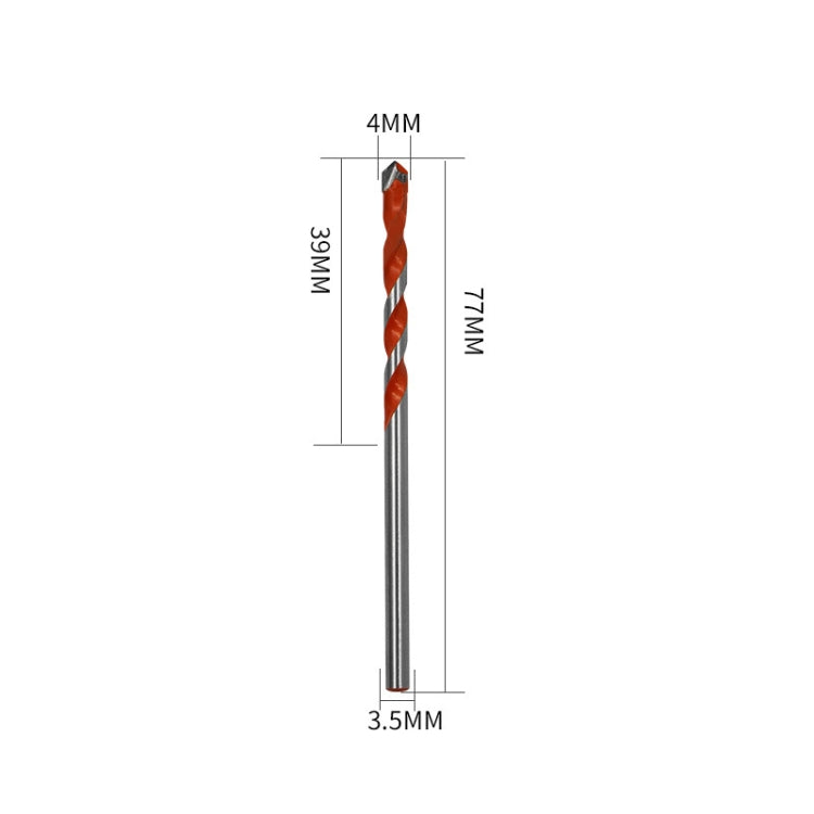 10 PCS Ceramic Triangle Handle Metal Flashlight Drill Bit, Size: 4mm