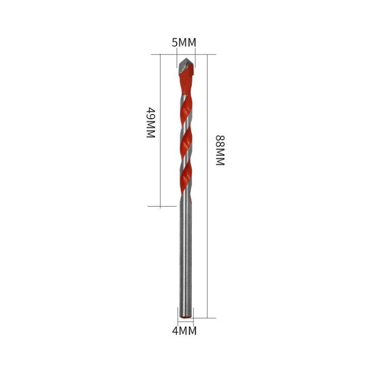 10 PCS Ceramic Triangle Handle Metal Flashlight Drill Bit, Size: 5mm