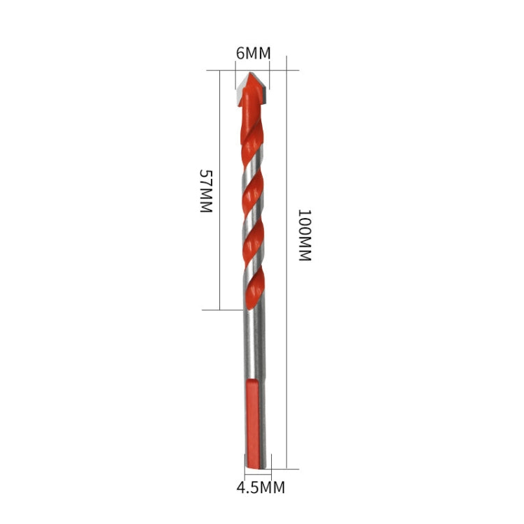 10 PCS Ceramic Triangle Handle Metal Flashlight Drill Bit, Size: 6mm