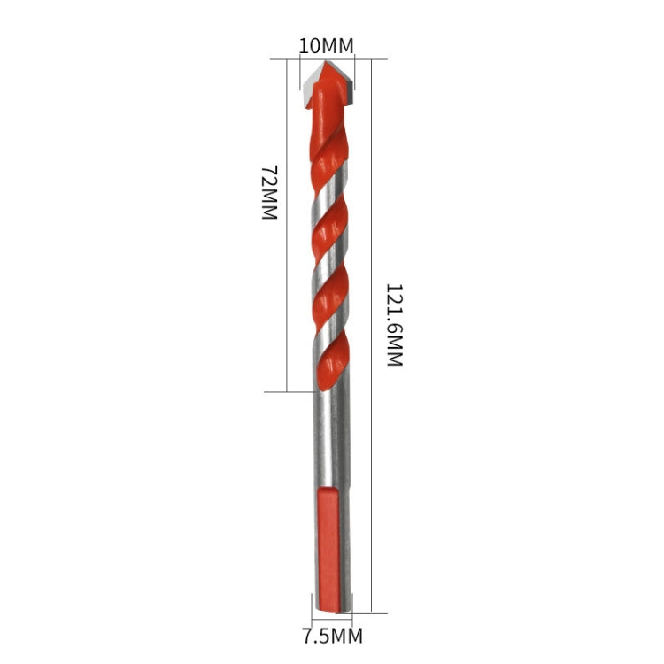 10 PCS Ceramic Triangle Handle Metal Flashlight Drill Bit, Size: 10mm