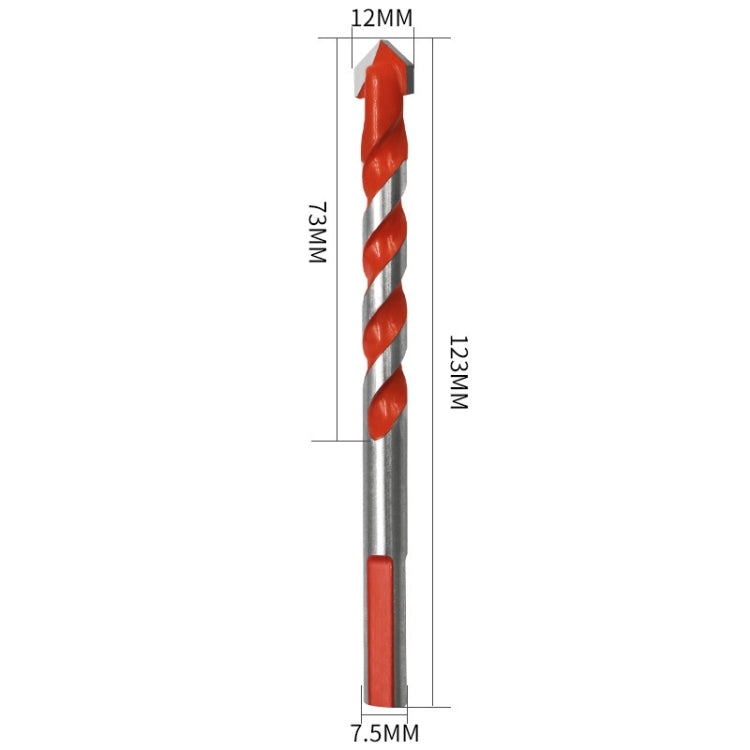 10 PCS Ceramic Triangle Handle Metal Flashlight Drill Bit, Size: 12mm