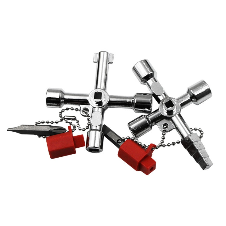 4 PCS Elevator Water Meter Valve Cross Key Inner Triangle Wrench, Style: E Silver