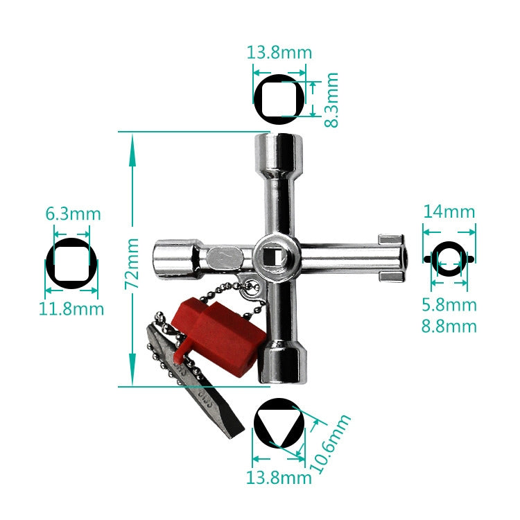 4 PCS Elevator Water Meter Valve Cross Key Inner Triangle Wrench, Style: E Silver
