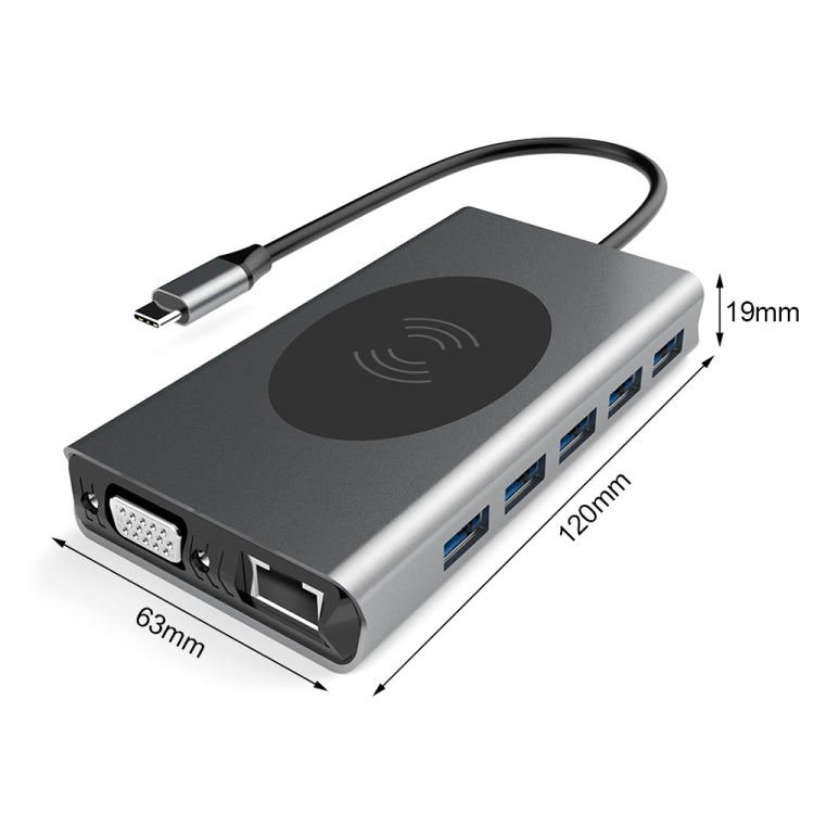 BX14W USB HUB Type-C Docking Station with Wireless Charge Function(14 in 1)