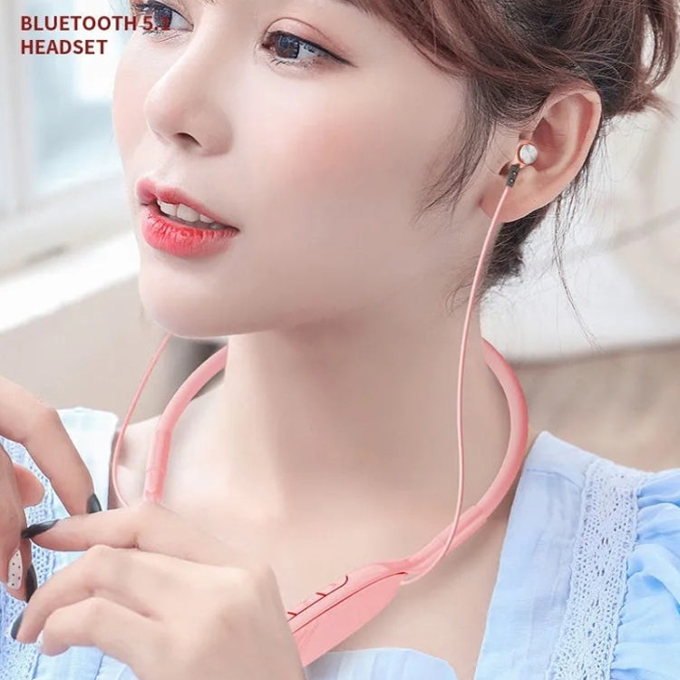 D01 Macaron Neck-mounted Wireless Bluetooth Earphone Noise Cancelling Sports Headphones Support TF Card