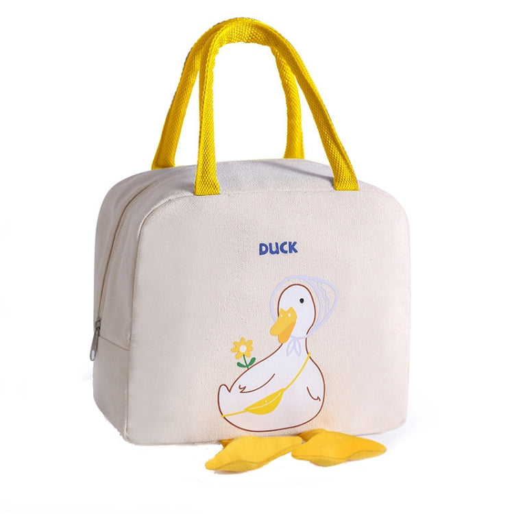 2 PCS Little Yellow Duck Cute Bento Bag Insulation Canvas Lunch Box Bag