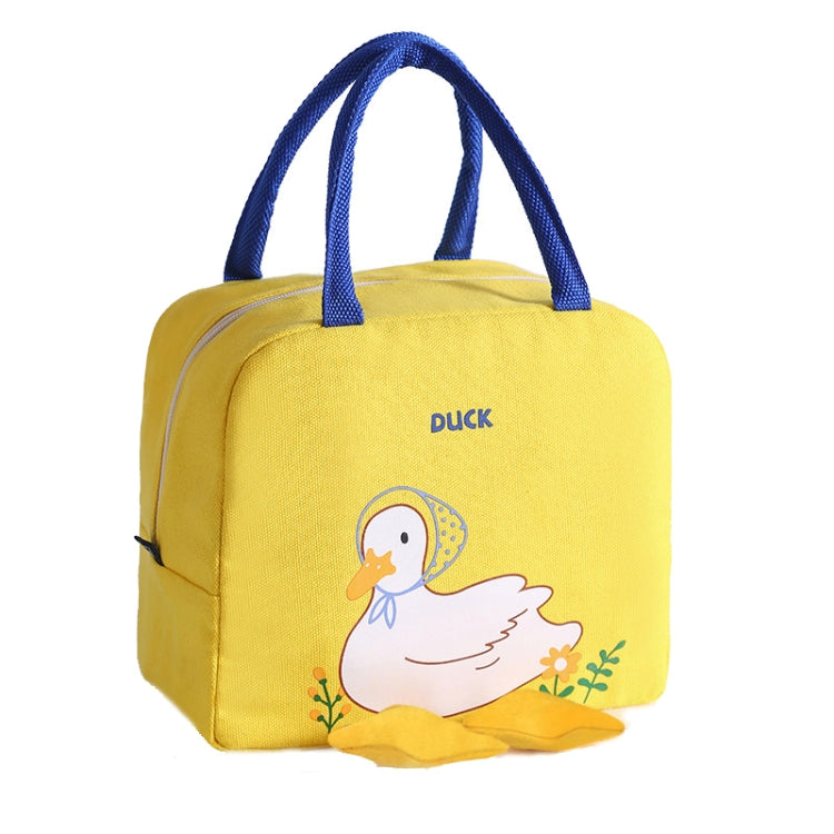 2 PCS Little Yellow Duck Cute Bento Bag Insulation Canvas Lunch Box Bag