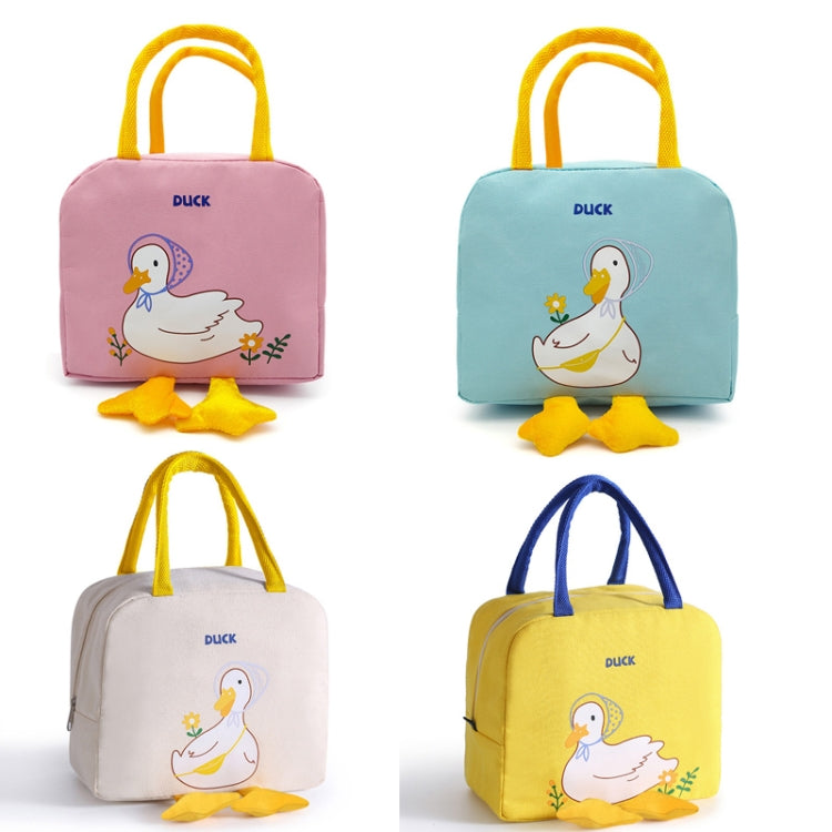 2 PCS Little Yellow Duck Cute Bento Bag Insulation Canvas Lunch Box Bag