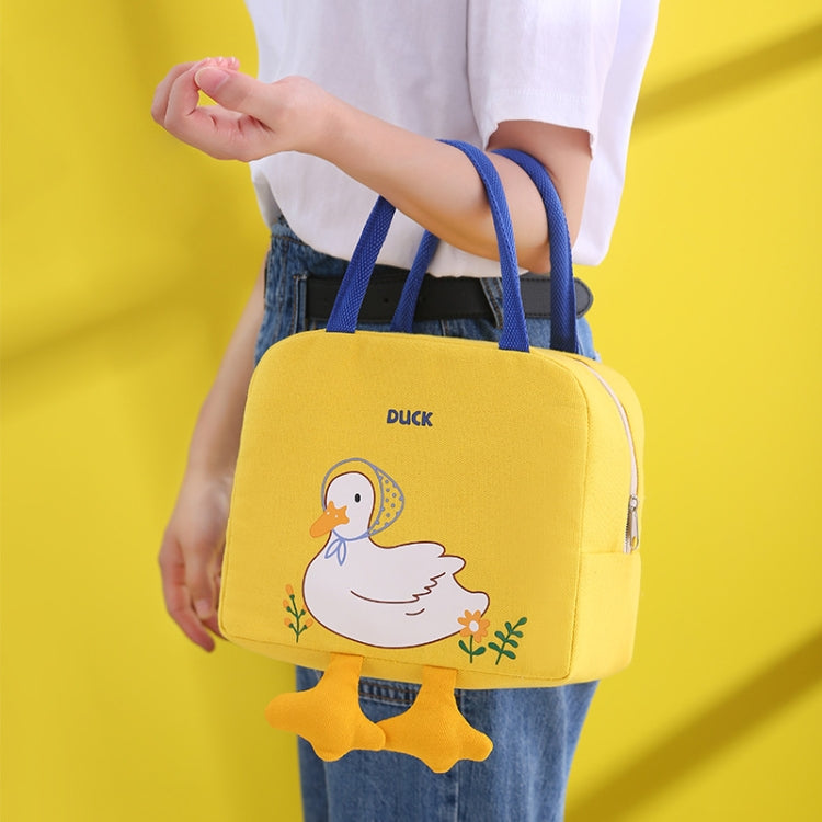 2 PCS Little Yellow Duck Cute Bento Bag Insulation Canvas Lunch Box Bag