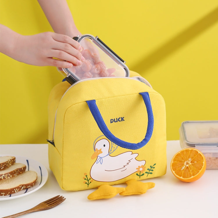 2 PCS Little Yellow Duck Cute Bento Bag Insulation Canvas Lunch Box Bag