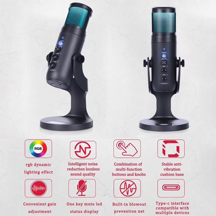 JD-950 RGB Colorful Ambient Light Condenser Microphone
