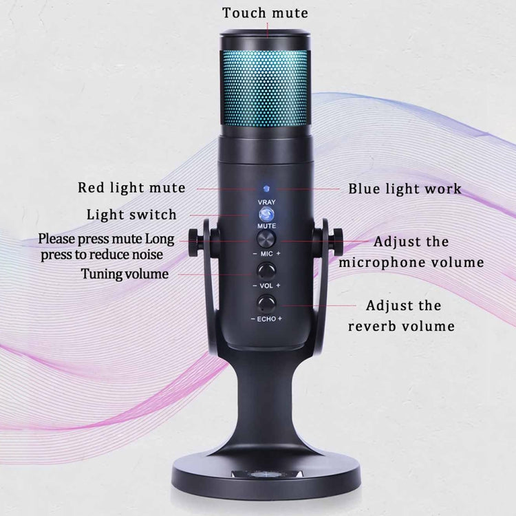 JD-950 RGB Colorful Ambient Light Condenser Microphone