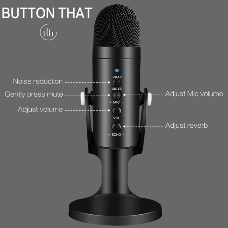 JD-900 USB Condenser Microphone With Monitor(Black And Black Net)