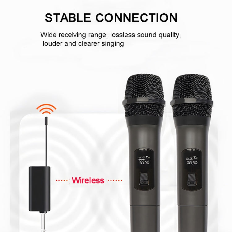 Q7 1 To 2 Wireless Microphones With Wireless Receiver/LED Display(Black)