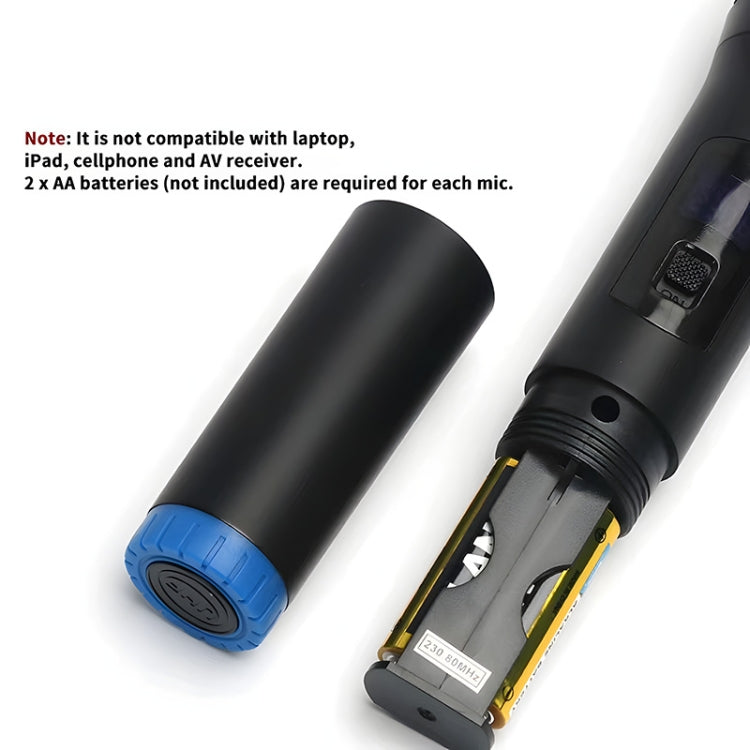 Q7 1 To 2 Wireless Microphones With Wireless Receiver/LED Display(Black)